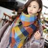 Women's Scarf Winter Thickening and Long Tassel Scarf Korean Color Plaid Knitted Scarf Shawl Dual-use