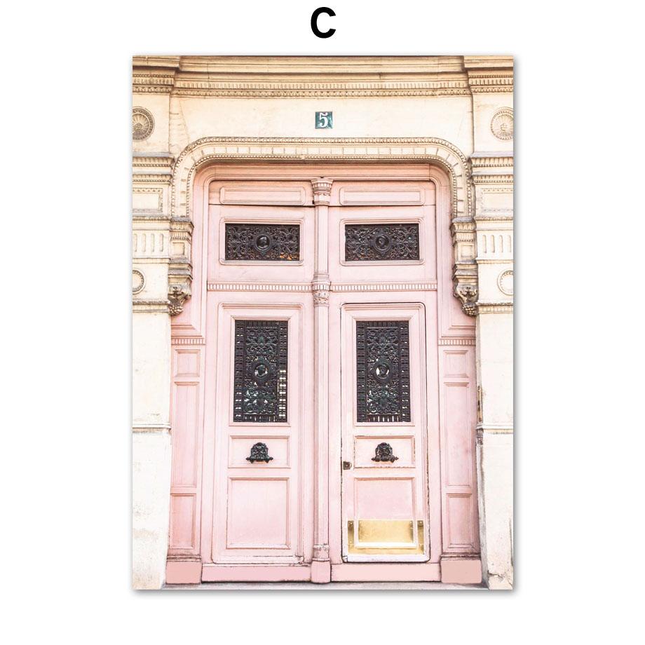 Nordic Posters And Prints Paris Small Town Pink Flower Car Umbrella Wall Art Canvas Painting Wall Pictures For Living Room Decor