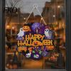 Waterproof Halloween Porch Sign Happy Wooden Door Hanger for Household Front Porch, Cute Ghost Pumpkin Sunproof Holiday Printed Hanging Plaque, Spooky