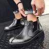 Fashion Retro Trends British Style Men Business Ankle Boots High Top Genuine Leather Casual Chelsea Boot Office Work Loafers Party Shoes