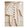 Buttoned Beige Thessaloniki Knitted Knitted Baby Jumpsuit With Hat