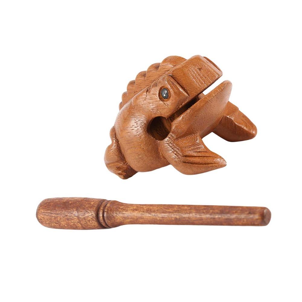 Yeliow Wooden Lucky Frog Wooden Frog Sound Making Ornament Desktop Ornament