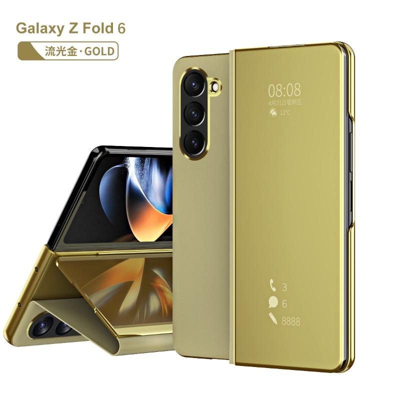 Магнитный пластиковый чехол для телефона Samsung Galaxy Z Fold 6 5 4 3 Fold6 Fold5 Fold4 Fold3 5G противоударный зеркальный кожаный чехол-держатель