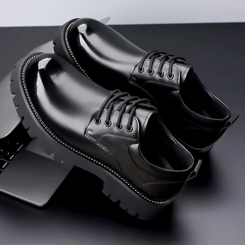 Shoes Men Lace Up Oxfords Fashion Casual Leather Men Dress Business Shoes British Breathable Groom Platform Wedding Shoes Men