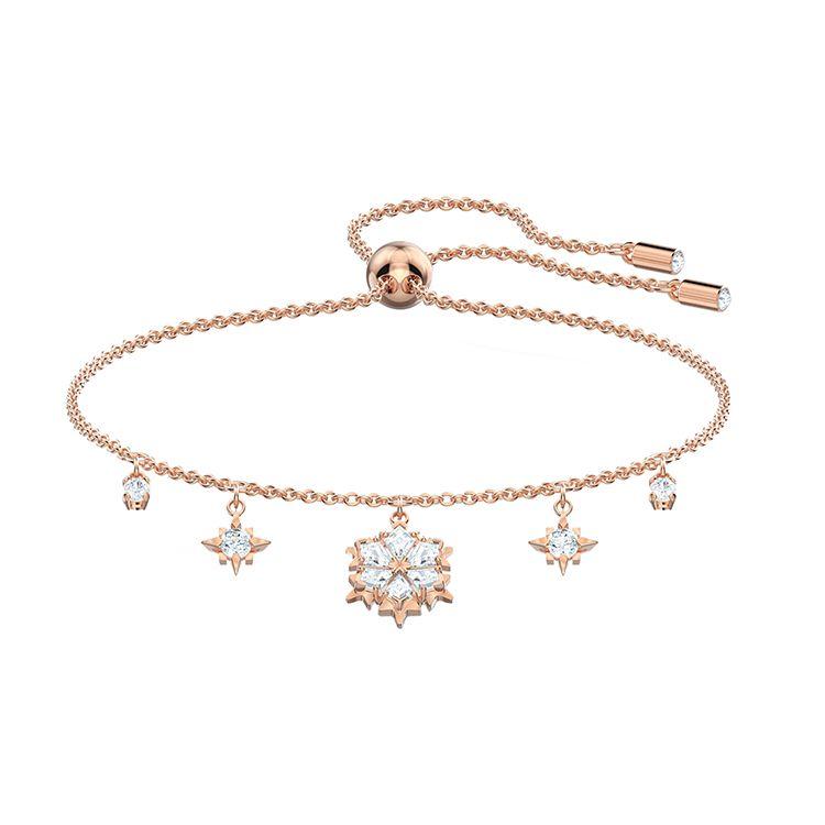 Swarovski Магический кулон-снежинка Элегантный милый хрустальный браслет Женский браслет Розовое золото 5558186