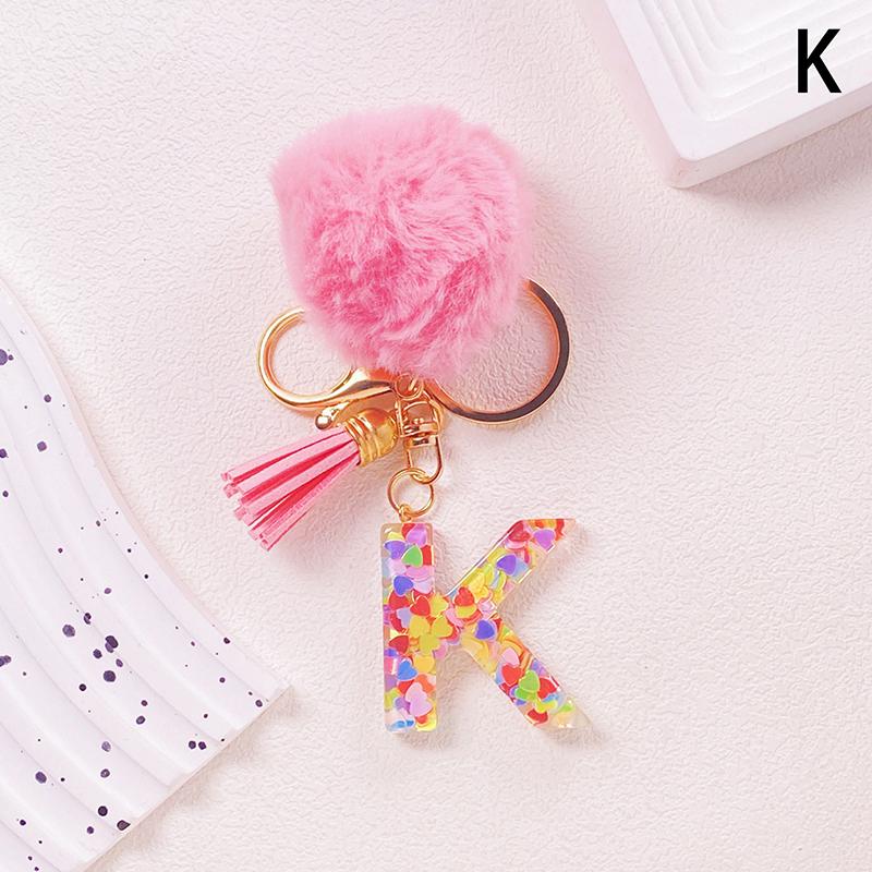 Очаровательный блестящий брелок с инициалами, сверкающий каучуковый кулон в виде алфавита с пушистой буквой, шарм для девочек, сумок, рюкзаков, аксессуаров