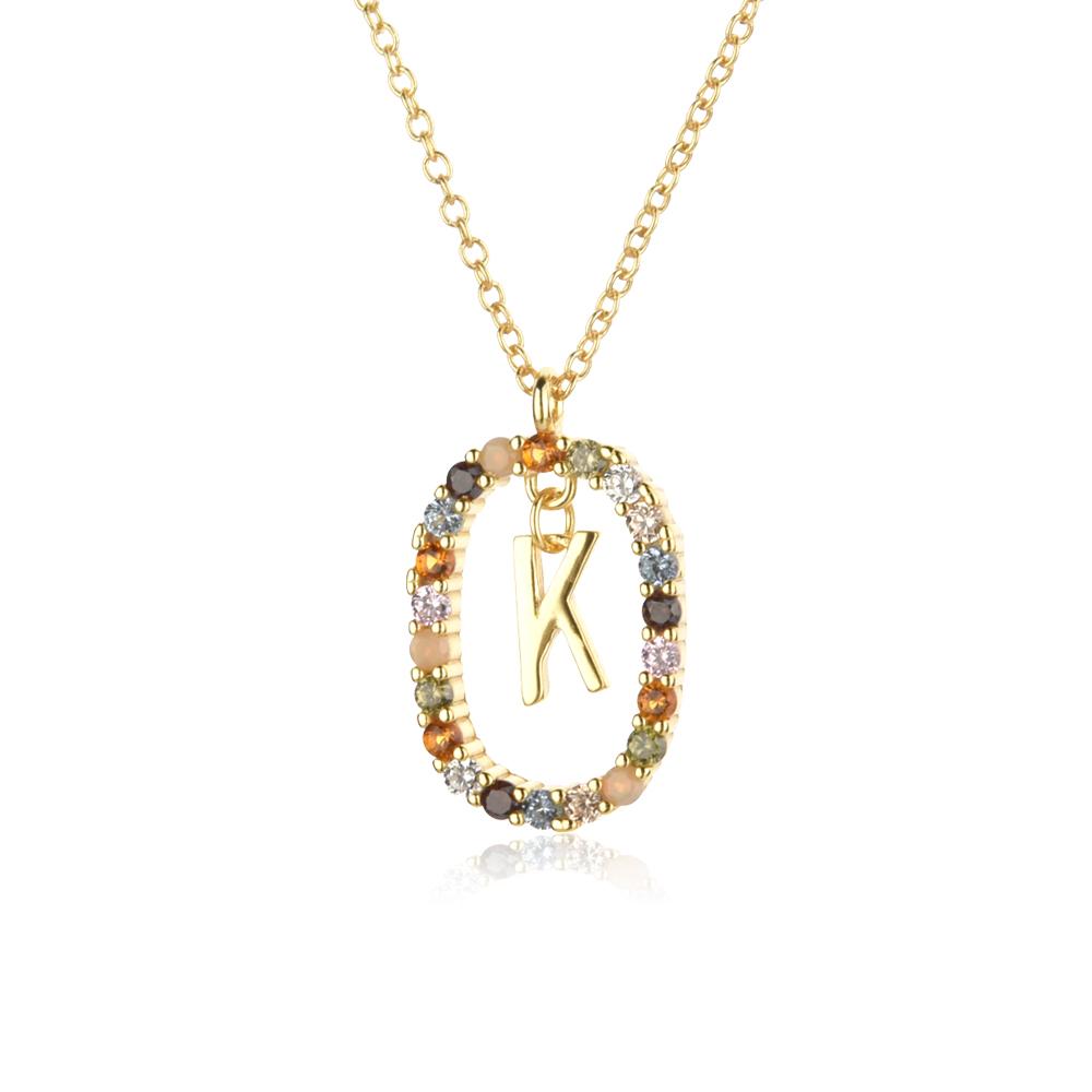 Ожерелье на длинной цепочке из стерлингового серебра 925 пробы с золотыми буквами A - Z в виде инициала MSCK с подвеской в виде алфавита