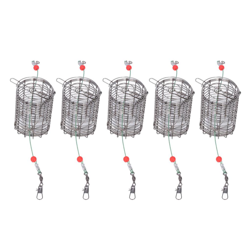 5Pcs Fishing Bait Cages Lure Cage Stainless Steel Fishing Trap Basket Feeder Holder M