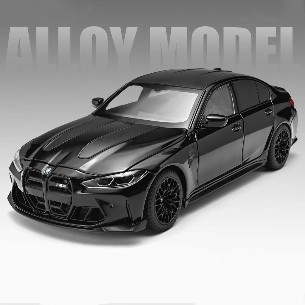 ABL1 1:24 BMW M3 CS LCI G80 Mpower Supercar Alloy Car Model Sound and Light Pull Back Children's Toy Collectibles Birthday Gift