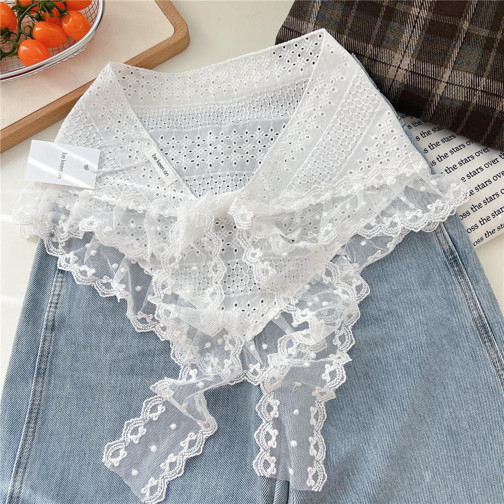 Retro Lace Silk Scarf, Headscarf, Foreign Style Mix And Match, Stacked Triangle Scarf, Skirt, Fart Curtain, Woman