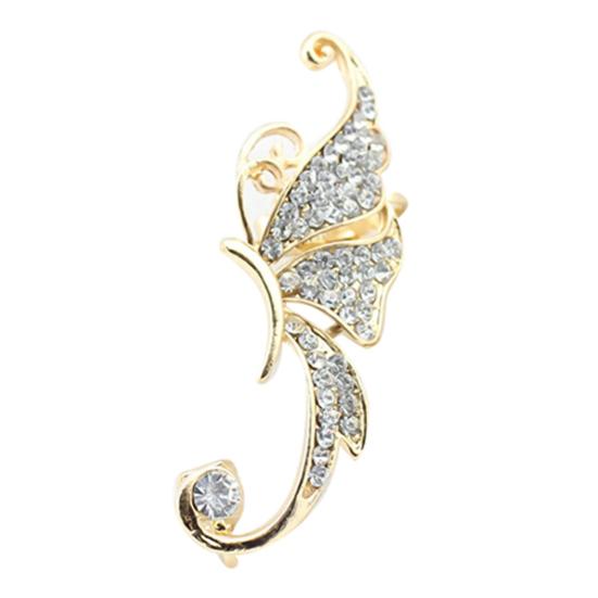 1 шт. Кафф-клипса для уха, тонкая работа, нержавеющая, ювелирное изделие, страз, крыло бабочки, кафф-клипса для уха, серьга для клуба