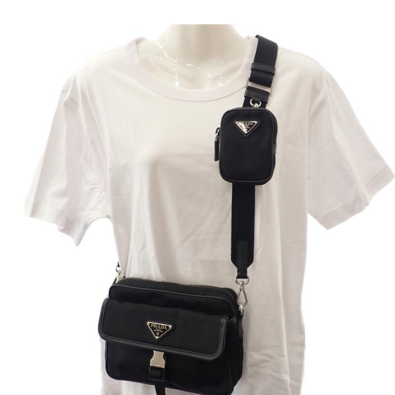 PRADA  2VH133 Shoulder Bag black Nylon/Safiano Women