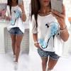 Women's Loose T-shirt Sleeves High Heels Printed T-shirt Short-sleeved Top