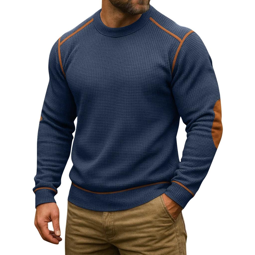 Men's Solid Color Round Neck Long Sleeve Tops Men's Sports Large Size Casual Round Neck Tops