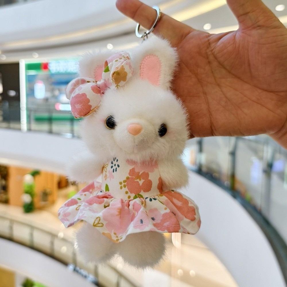 12CM Plush Rabbit Keychain Soft Stuffed Animal Keyring Backpack Bunny Charm for Car Bag Decoration