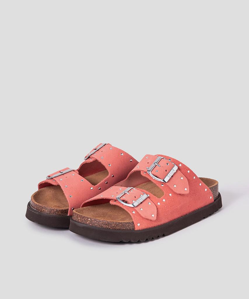 Scholl (женщины) Двухполосные пробковые сандалии с шипами Коралловые (Hh54K2C147)