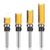 Набор из 4 фрез с верхним подшипником и хвостовиком 1/4'' для заподлицо из карбида вольфрама