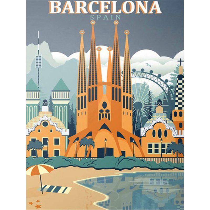5D DIY Diamond Painting Hot Tourism World Travel City Minimalist Travel Posters Vintage Travel Amsterdam Lisbon Wall Art Decor