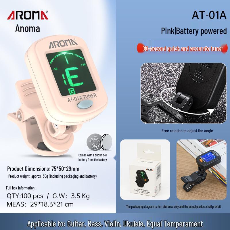 Универсальный тюнер для гитары, укулеле и скрипки Aroma Annoma AT-01A