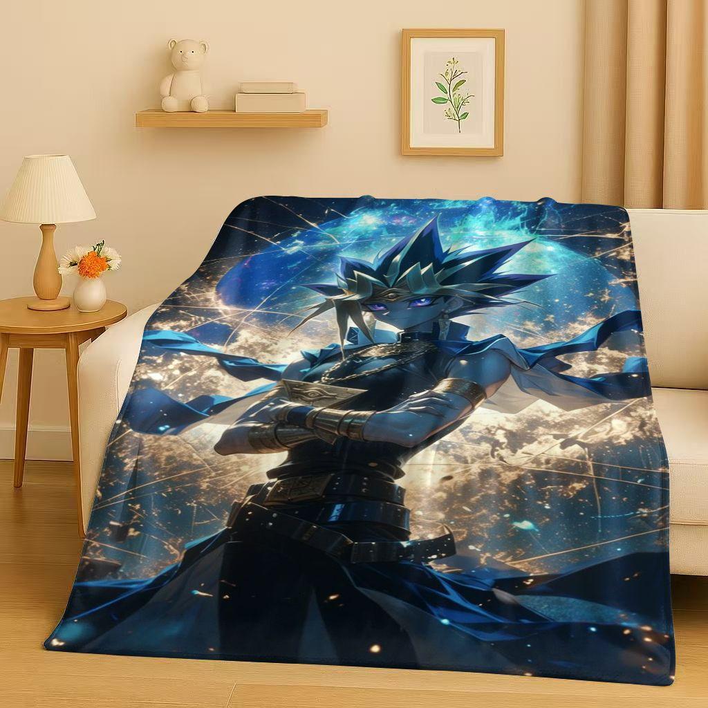 Yu-Gi-Oh MONSTER CARD Blue Eyes Dragon Cartoon Flannel Blanket,Soft Warm Plush Throw for Home Bedroom Bed Sofa Cover Office Gift