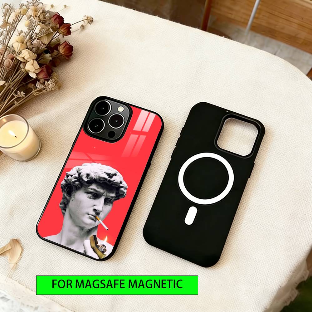 Креативный чехол-скульптура для iPhone 17, 16, 15, 14, 13, 12, 11 Plus, Pro, магнитный с Magsafe, беспроводная зарядка