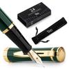 Wordsworth Black Fountain Pen 18K Glided Medium Includes 24 Pack Ink Ink Refill Converter Gift Gold Perfect for Men Women & Set, Nib, Cartridges, &