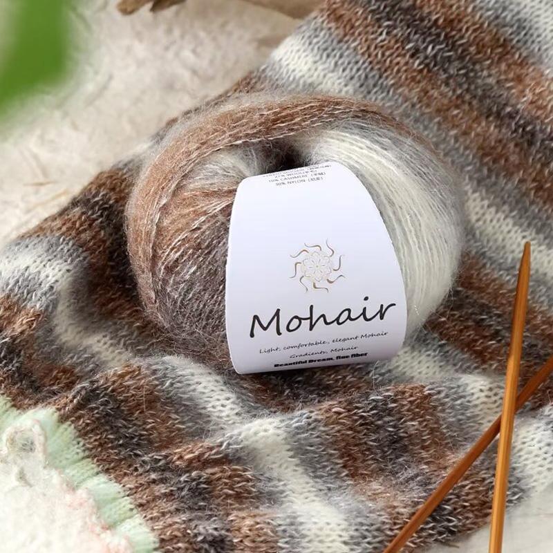 Moher Blend Knitting Yarn 25g Rainbow Gradient Handmade for Hats Scarves Sweaters