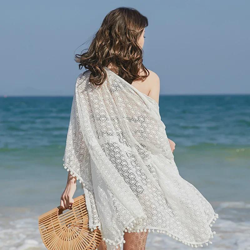 Women's Long White Swimsuit Coverup: Water-Friendly, Loose Fit, Perfect for Beach and Hot Springs.