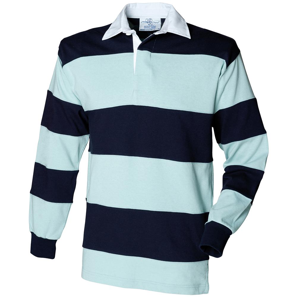 Front Row Mens Stripe Sewn Rugby Polo Shirt