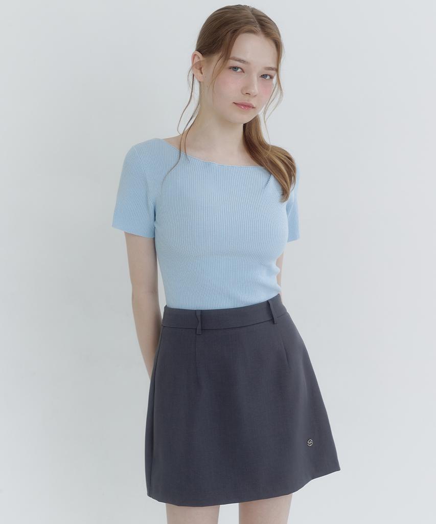 MICANE Fold Over Neckline Slim Knit
