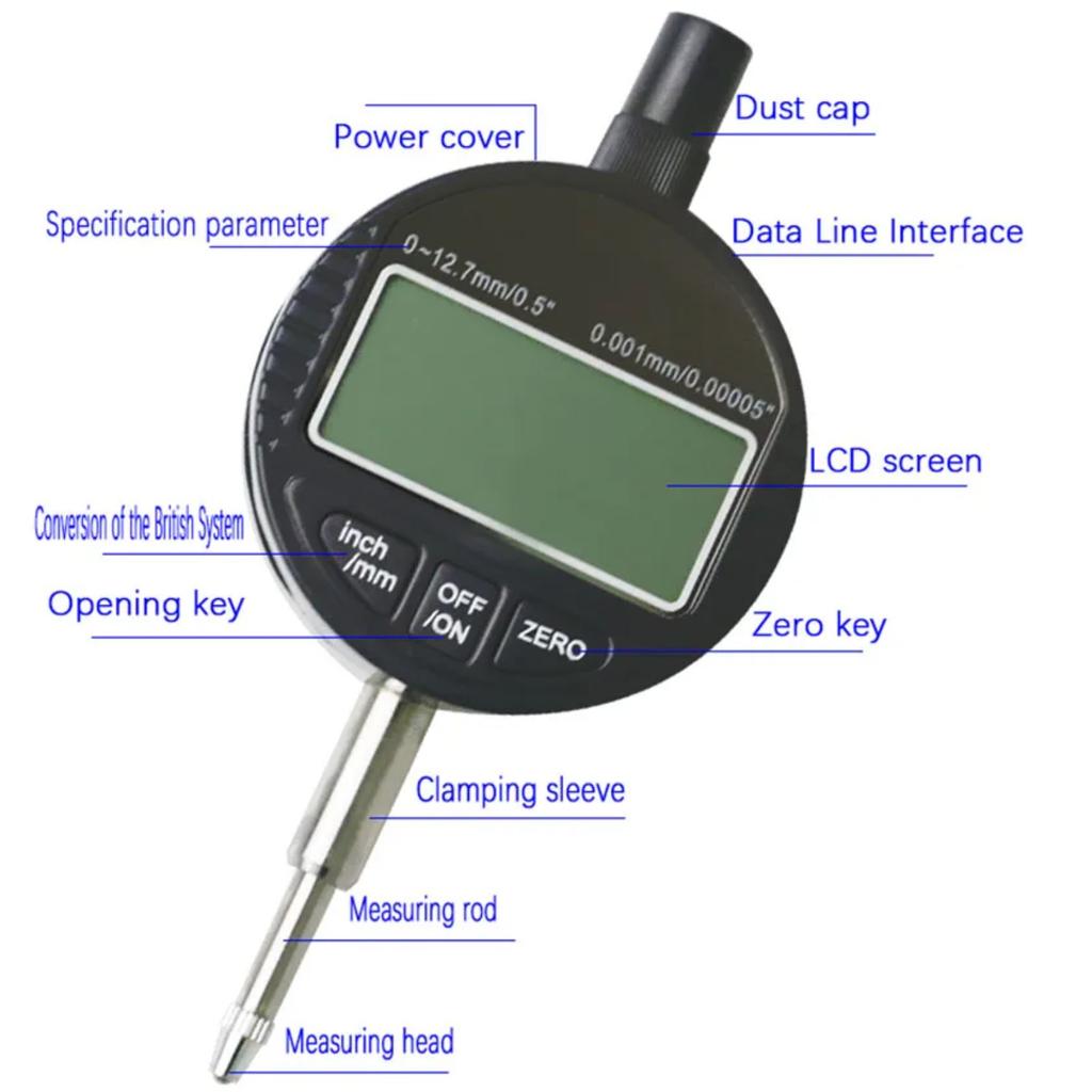 0-12,7 мм/0,5" 0-25,4 мм/1" Диапазон Цифровой Индикатор Циферблата Прецизионный Инструмент 0,01 мм/0,0005" 0,0001 мм/0,00005" Тестер Инструменты