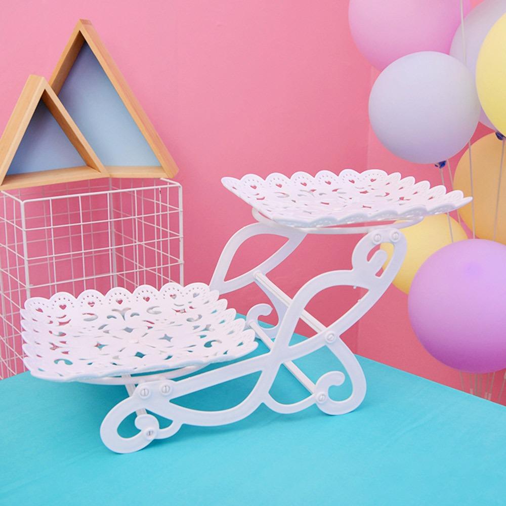 Plastic Cake Stand 2/3-Layers Food Fruit Plate Creative Dessert Rack  Wedding Birthday Party