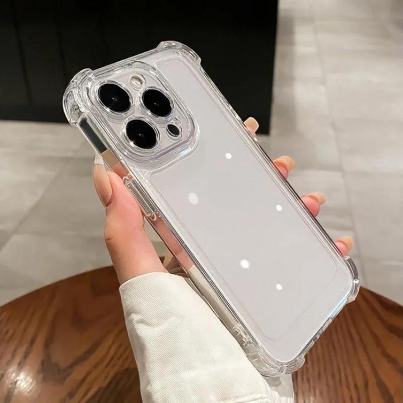 Роскошный ударопрочный прозрачный чехол для телефона для iPhone 16 15 14 13 12 11 Pro Max XR Plus Силиконовый бампер Прозрачная жесткая задняя крышка