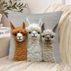 Наволочка 2D Vintage Alpaca Friends с двусторонним принтом - Современный стиль, Застежка-молния, Подходит для всех типов комнат, Декоративная подушка
