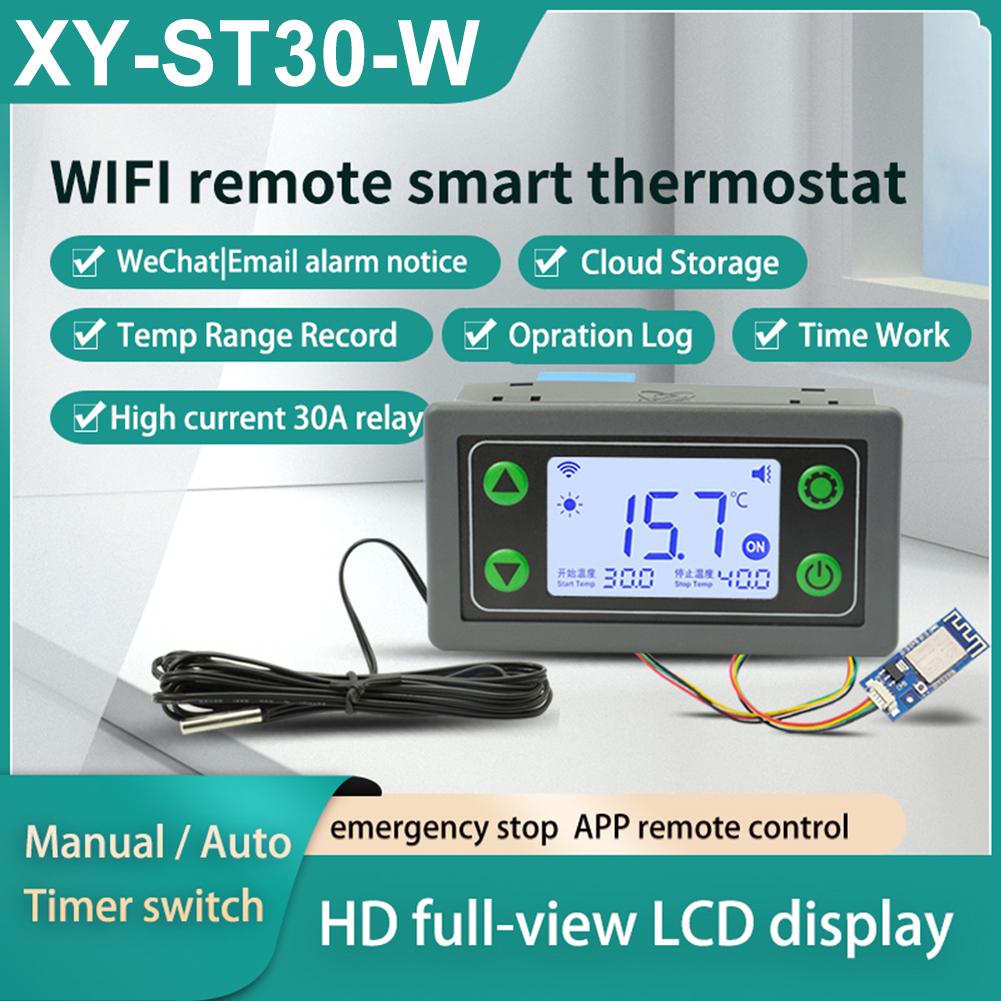 ST30/ST30-W Temperature Controller Module with Waterproof Probe 30A 6-30V Electronic Thermostat APP Timing Button Digital