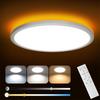 LED Ceiling Light with Remote Control,Dimmable 24 W 3-Color Ceiling Light with Dim Night Light 1800k Warm,Round Flush LED Ceiling Lights (White)