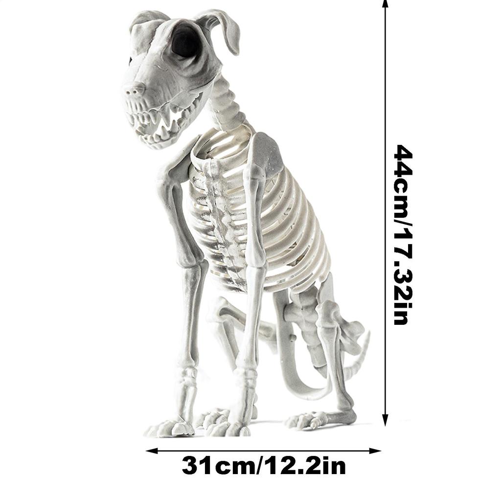 Halloween Skeleton Dog Plastic Puppy Skeleton Sculpture Realistic Halloween Skeleton Dog Statue Skull Bone Art Ornaments