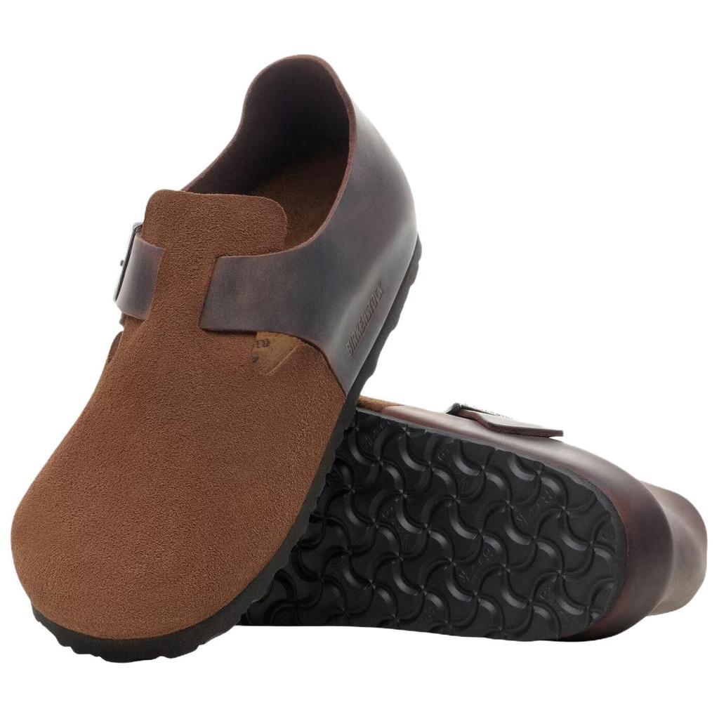 Birkenstock Лондонские замшевые низкие повседневные туфли Унисекс Коричневые Обычные Свободная посадка 1030157