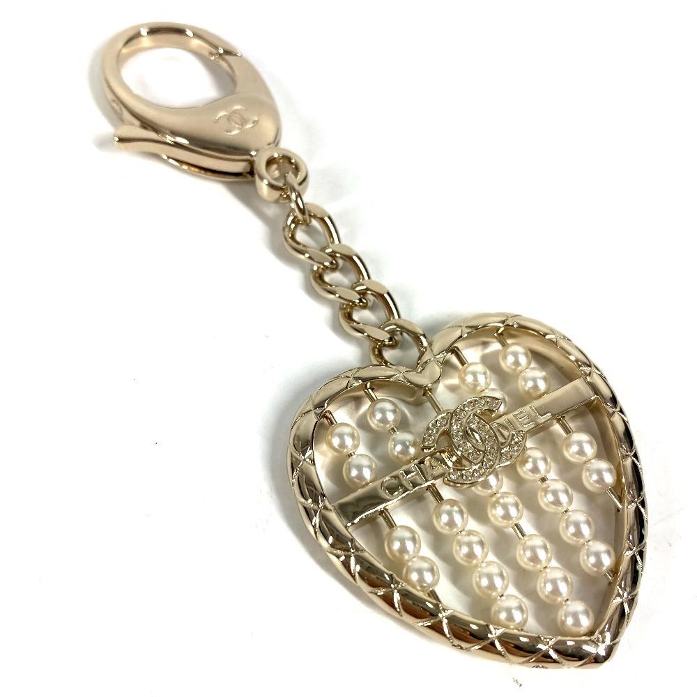 Chanel ABG045 B25A Сердце CC CC Знак Логотип Искусственный Жемчуг Стразы Брелок для Сумки