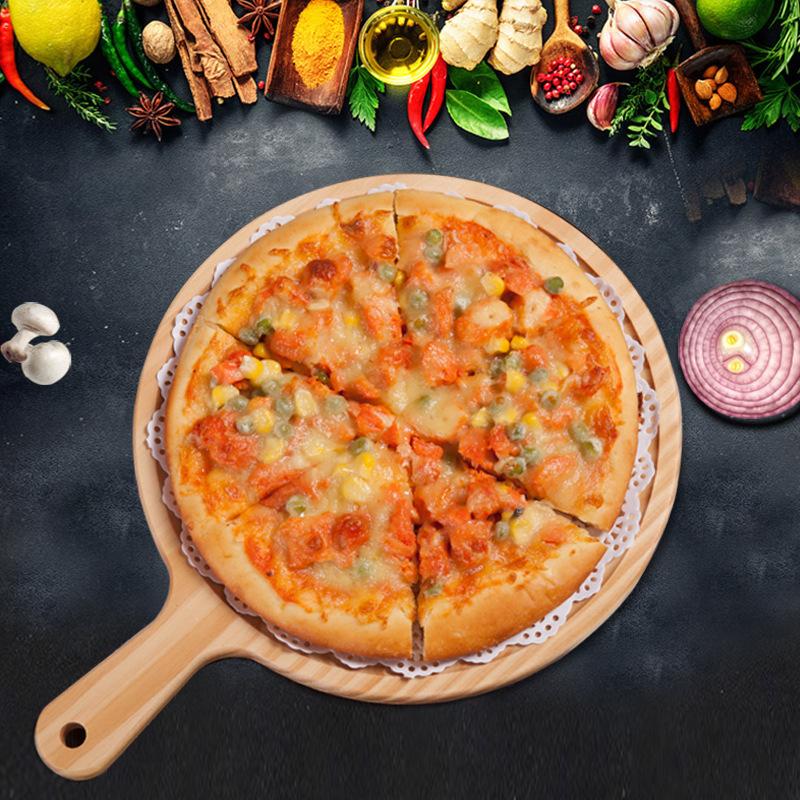 1шт деревянная круглая доска для пиццы с ручным противнем для выпечки пиццы разделочная доска из камня для пиццы блюдо для выпечки торта пиццы кухонные принадлежности