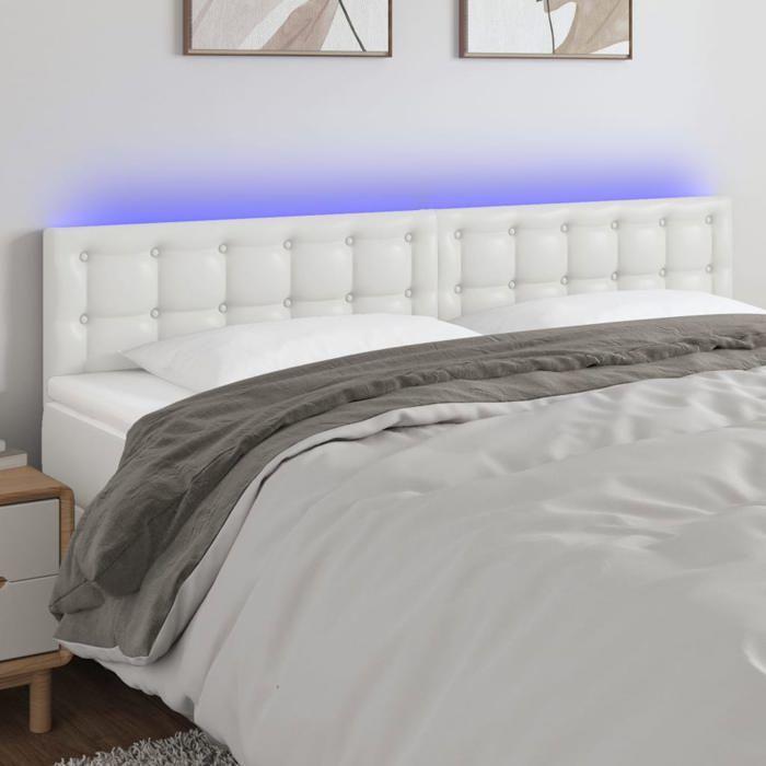 VidaXL Tête de Lit à LED Meuble de Chambre à Coucher Accessoire de Lit Double Tête de Cadre de Lit Intérieur Blanc 3121715