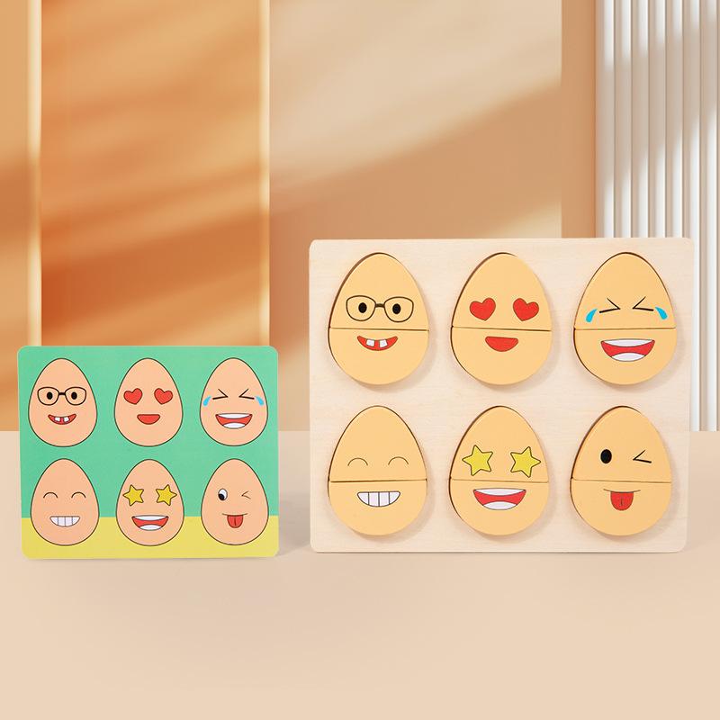 Wooden Children'S Early Education Fun Expression Egg Matching Game Children'S Concentration Training Interactive Educational Toys