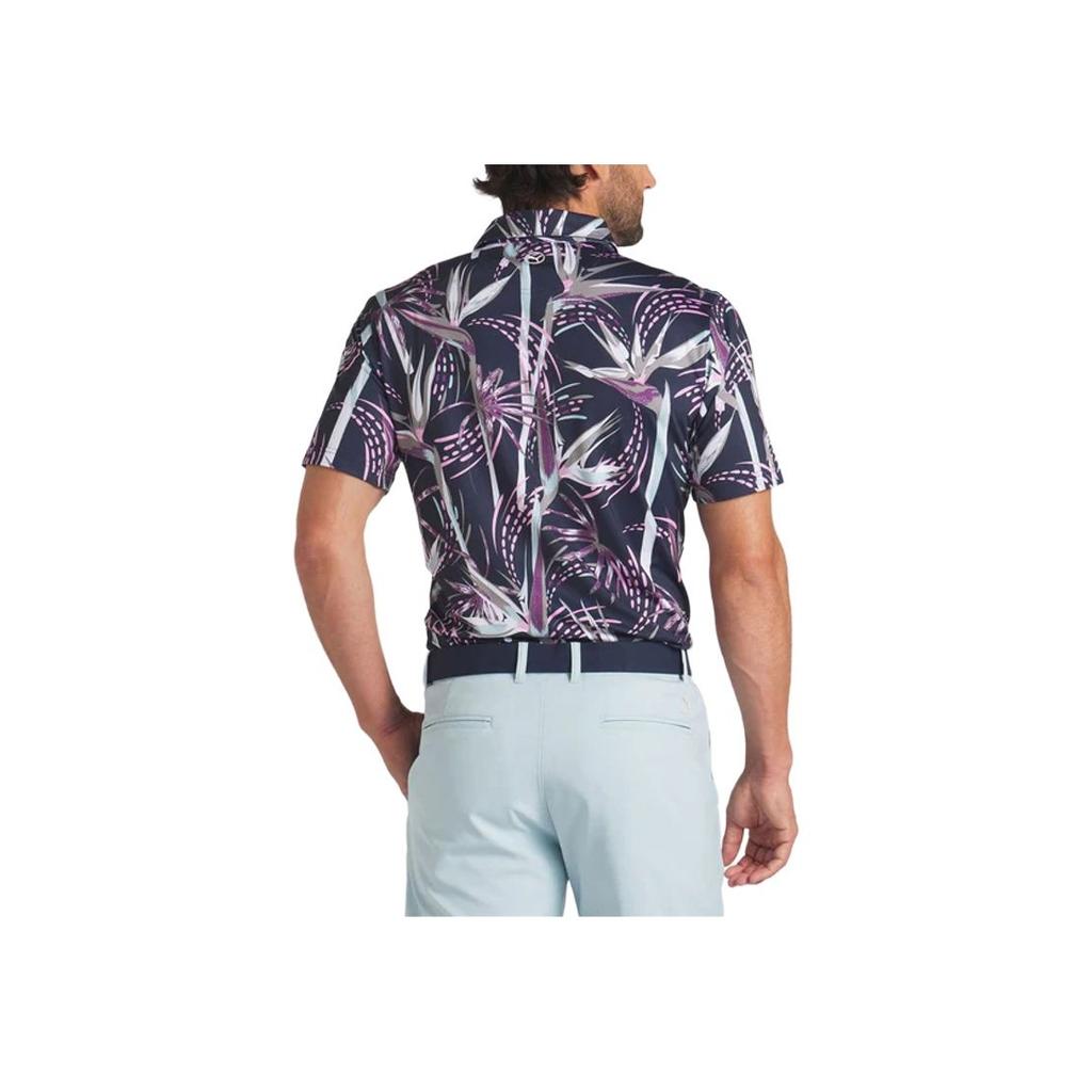 Puma Golf Series All Over Print Casual Straight Fit Short Sleeve Polo Shirt Men Polo Shirts Dark-Blue 624476-01