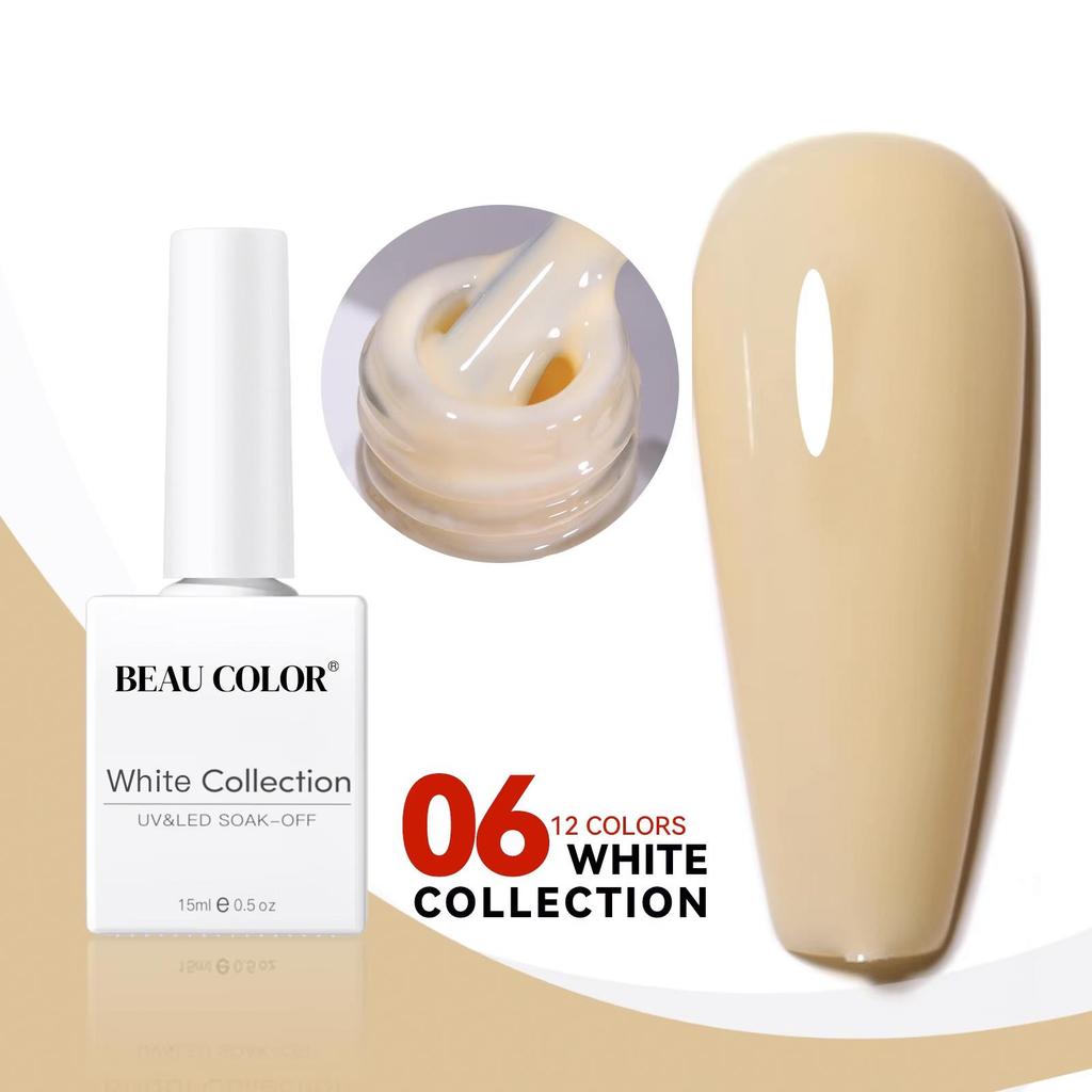 BEAU COLOR 15 мл 12 цветов Молочно-белая коллекция УФ/LED гель-лак для ногтей Гель-лак для ногтей Soak Off Varnish для домашнего маникюра и маникюрного салона