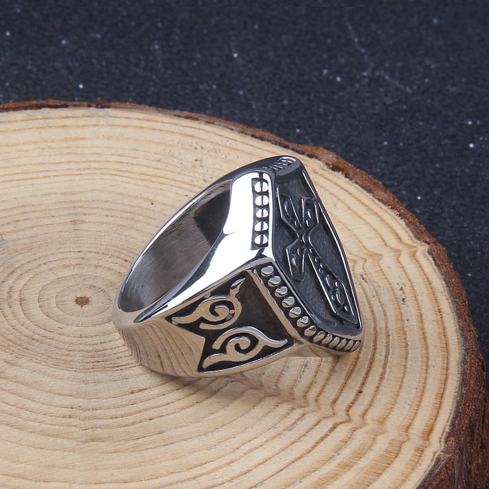 Кольцо из нержавеющей стали со щитом крестоносца для мужчин - байкерские украшения с мальтийским крестом тамплиеров и кристаллами CZ черного/серебристого цвета