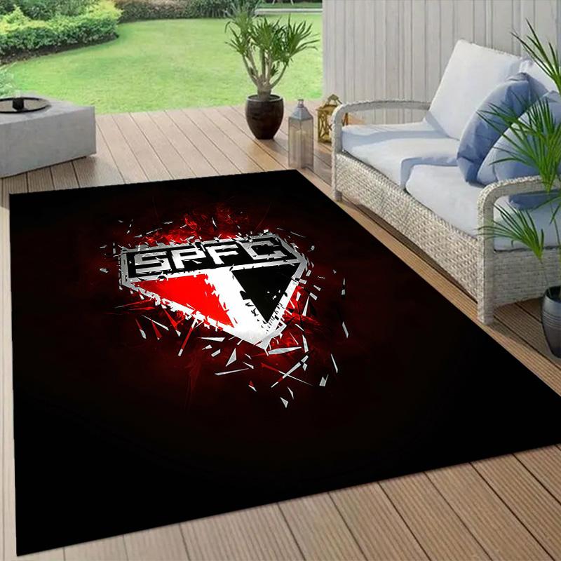 Sao Paulo FC Flannel Pattern Square Carpet,Area Rug,Carpet Rug for Living Room Bedroom Sofa Playroom Decor,Non-slip Floor Mat