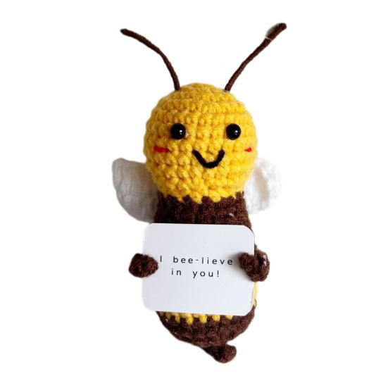 Позитивная вязаная кукла с вдохновляющей карточкой, эмоциональная поддержка, вязаная игрушка ручной работы с изображением животных и овощей, украшение для детей и взрослых