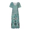 Women's Fashion And All-match Summer Temperament V-neck Printed Short-sleeved Dress