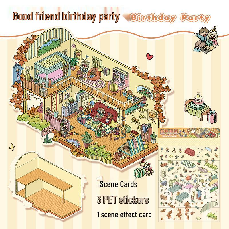 3D Наклейки для ландшафтного дизайна кабины: Большая корейская миниатюрная сцена для DIY, милый декор для хранения.