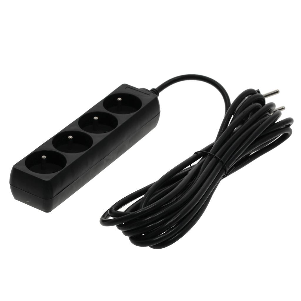 Electric extension cord, 4 sockets, 5 , with grounding, black